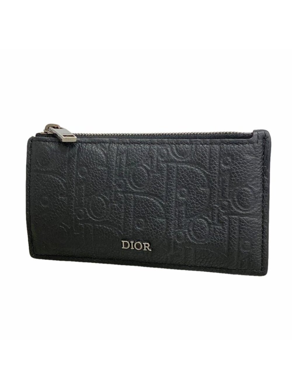 Dior Coin Purse Leather Black Silver